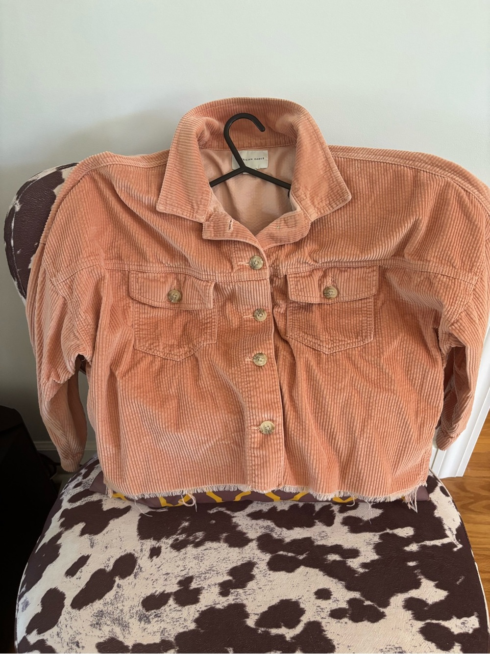 American Eagle Outfitters Peach Corduroy Crop Jacket